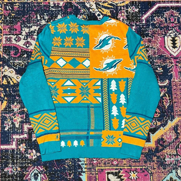 NFL Team Apparel Miami Dolphins Ugly Christmas Sweater X-Large Football - Picture 2 of 2